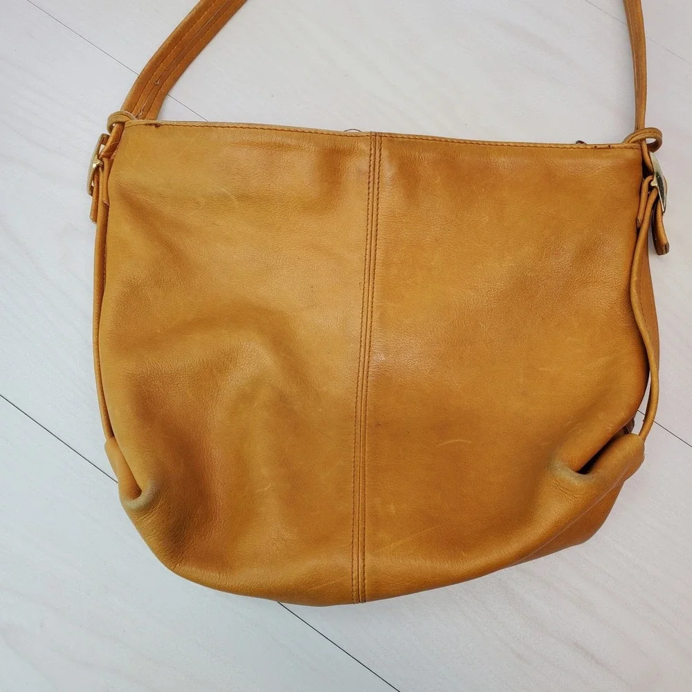 Vintage Genuine Leather‎ Shoulder Bag Tan Brown Crossbody Messenger Purse